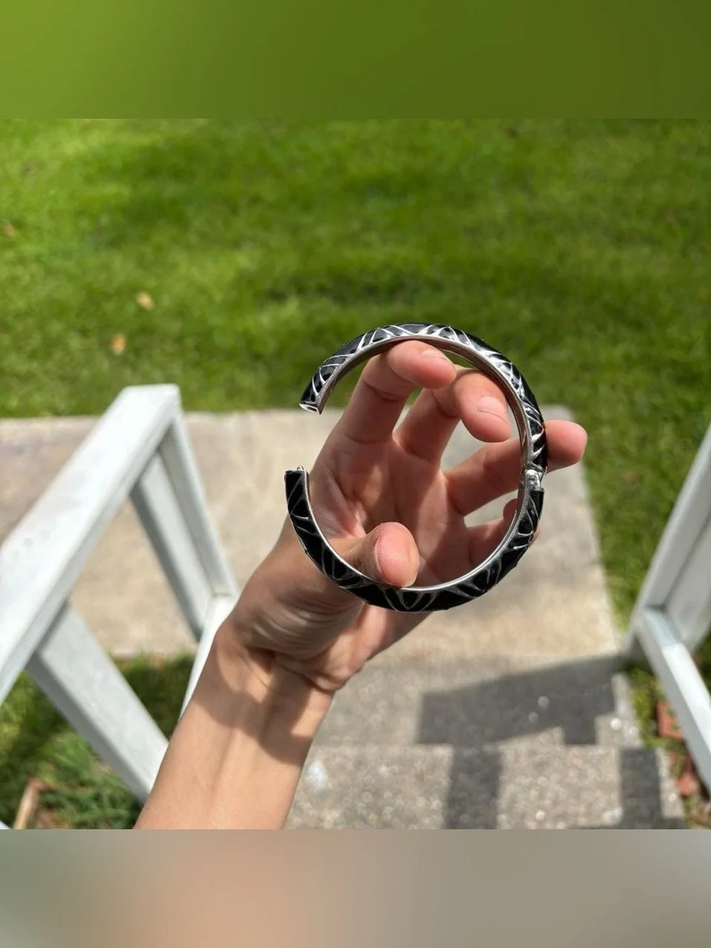 Y2K Black & Silver Bracelet W Rhinestones